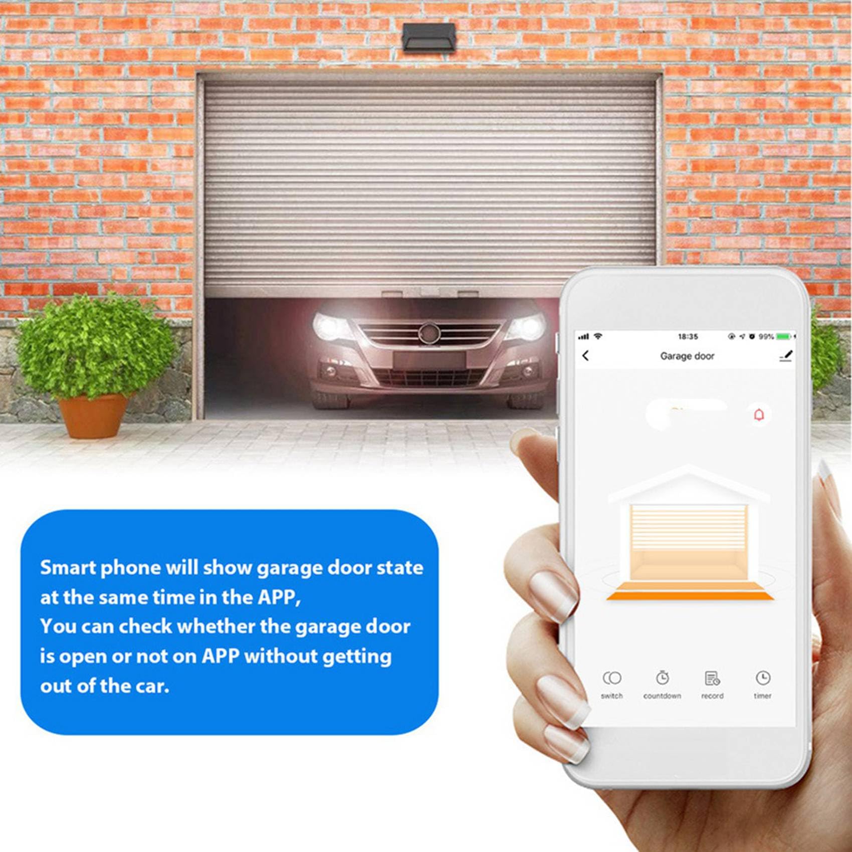 5X Controlador de Apertura de Puerta de Garaje Inteligente con Interruptor WiFi Funciona con Home/Tuya APP Control No Requiere Concentrador, Enchufe de la UE