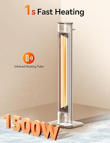 Miniatura 3 de VAGKRI Calentadores para exteriores, calentadores infrarrojos de carbono de calefacción 1s con control remoto, 9 niveles de calor, temporizador de