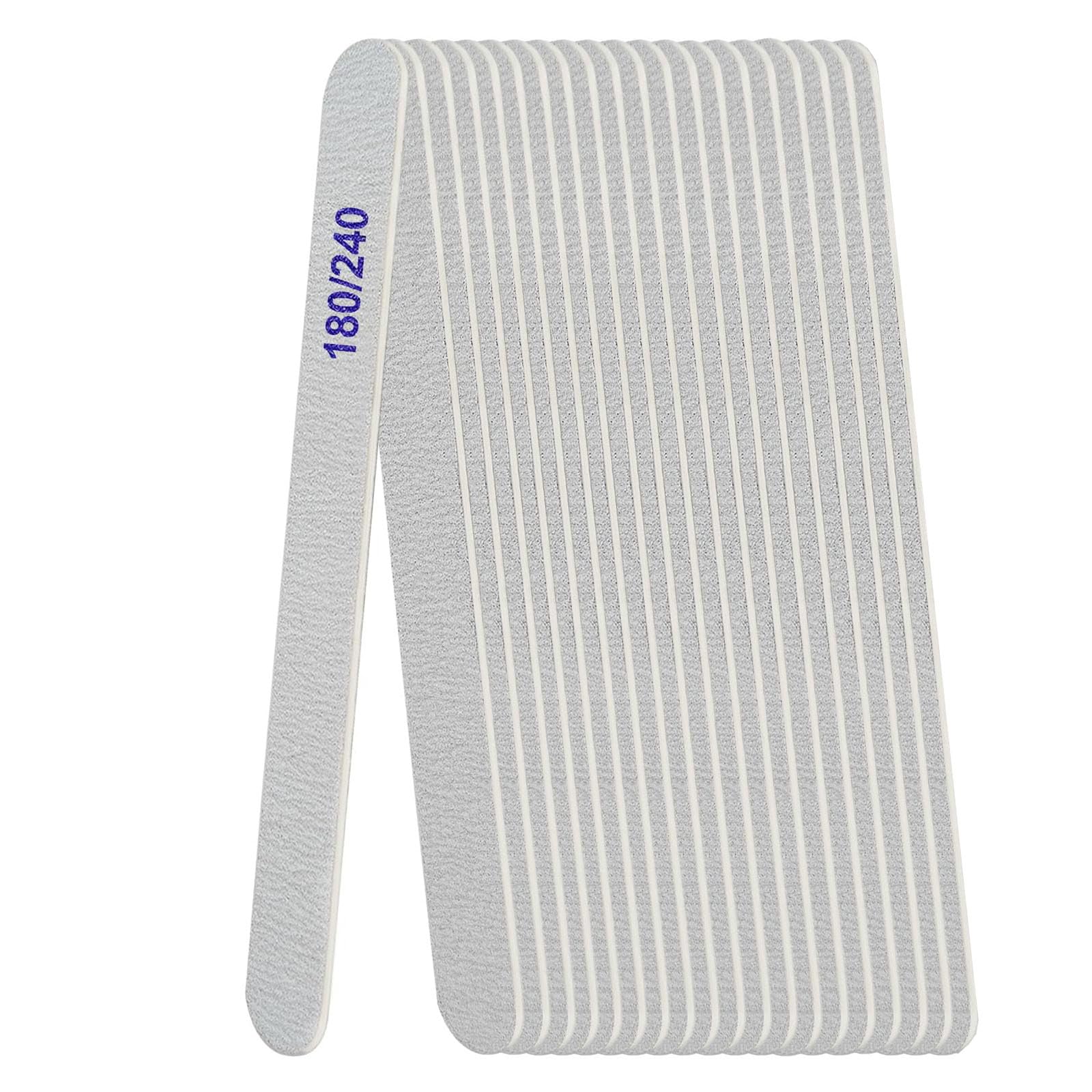 HBSTUDIO Nail Files, 180/240 Grit Wooden Emery Board Nail File Double Sided Emory Fingernail Files for Natural Nails Professional Reusable Manicure Pedicure (20 Pcs Rectangle 180/240 Grit)