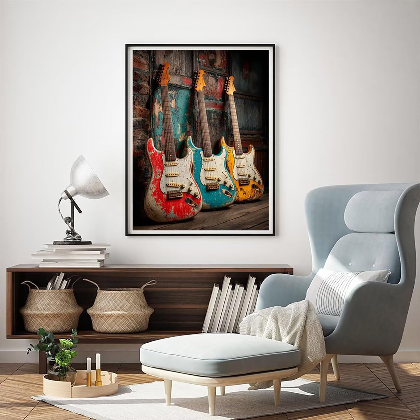Gitara muzyczna Malowanie według numerów dla dorosłych, malowanie według numerów, DIY DIY Malowanie według liczb Zestaw dla dorosłych z 36 farbami akrylowymi i 3 pędzlami, dekoracja domu prezent dla