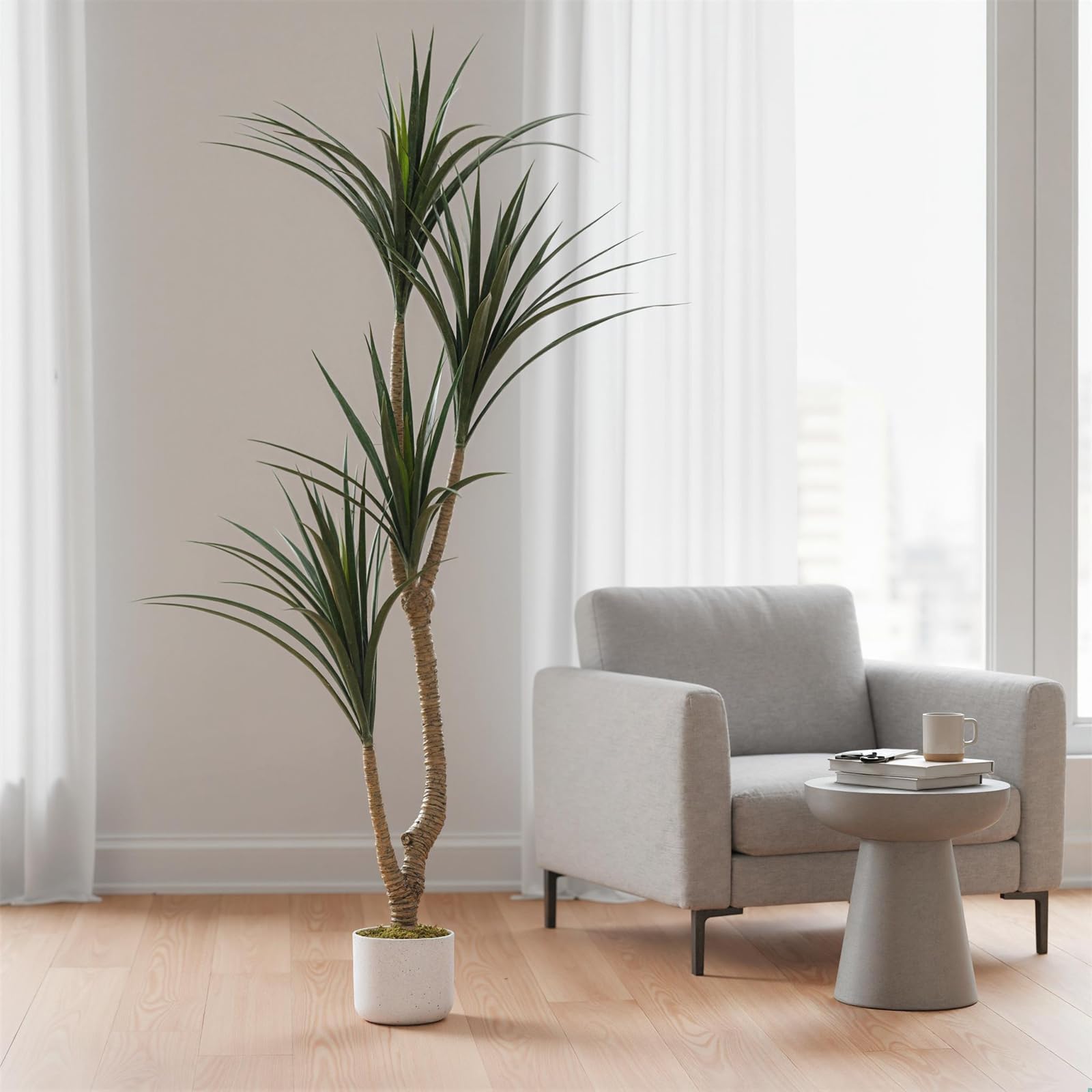 GarveeHome Albero di drago artificiale, altezza 165 cm, grande, artificiale Dracaena Marginata, con vaso, piante artificiali tropicali, per casa, ufficio, interni ed esterni, regalo di inaugurazione