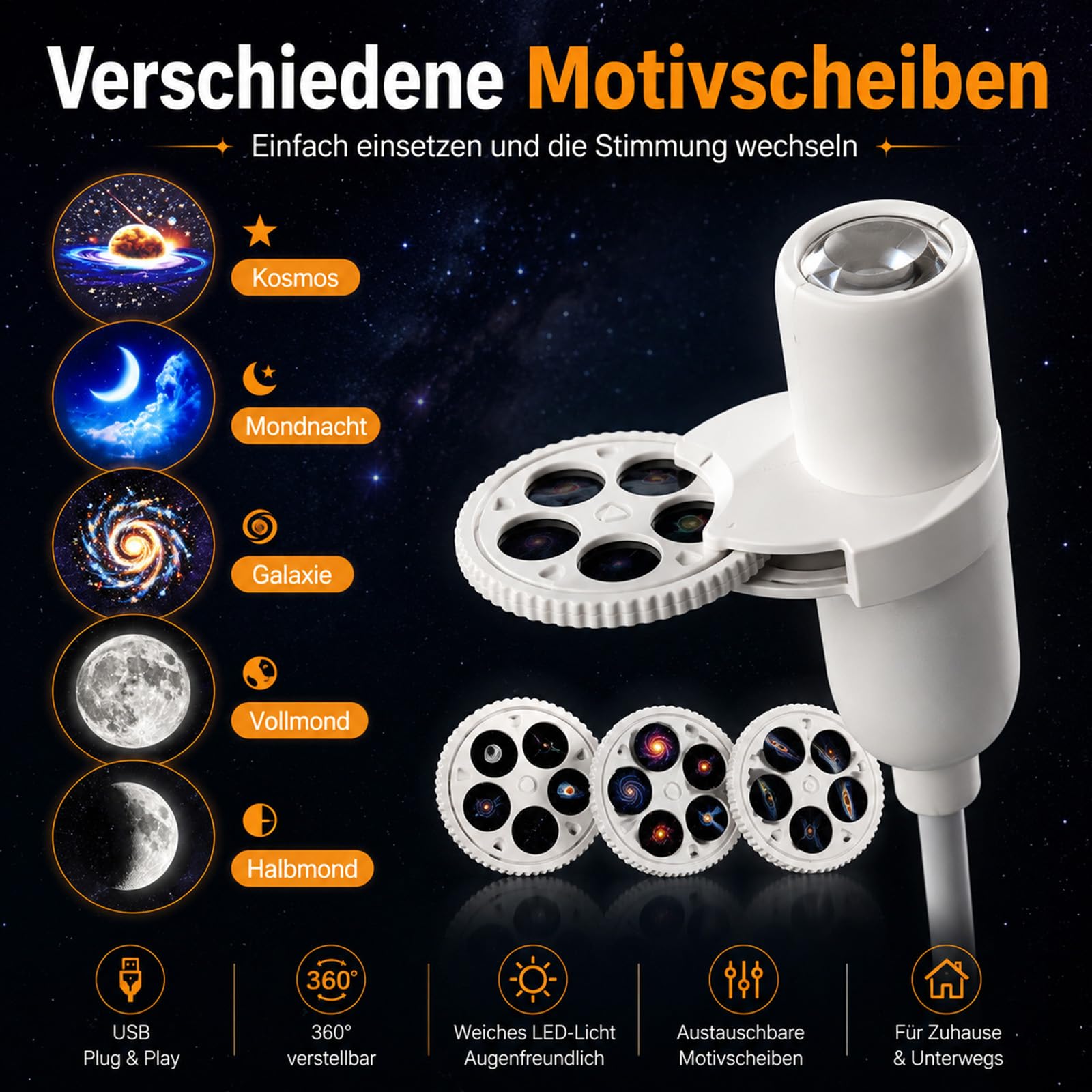 Dream Projector – Beruhigendes Sternenlicht für Kinder, Nachtlicht | Sanftes Licht für entspanntes Einschlafen, kinderfreundliches Design, ideal für das Kinderzimmer.