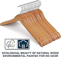 Vista 3 de Paquete de 20 perchas de madera resistentes para camisas, vestidos, abrigos y más (natural)
