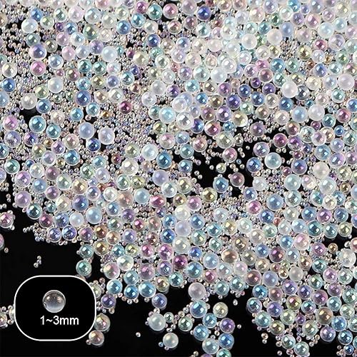 Miniatura 2 de OLYCRAFT Cuentas de burbujas de vidrio de 7.41 oz de 1 a 0.118 in sin agujero, cuentas iridiscentes de gotas de agua, cuentas de vidrio iridiscente