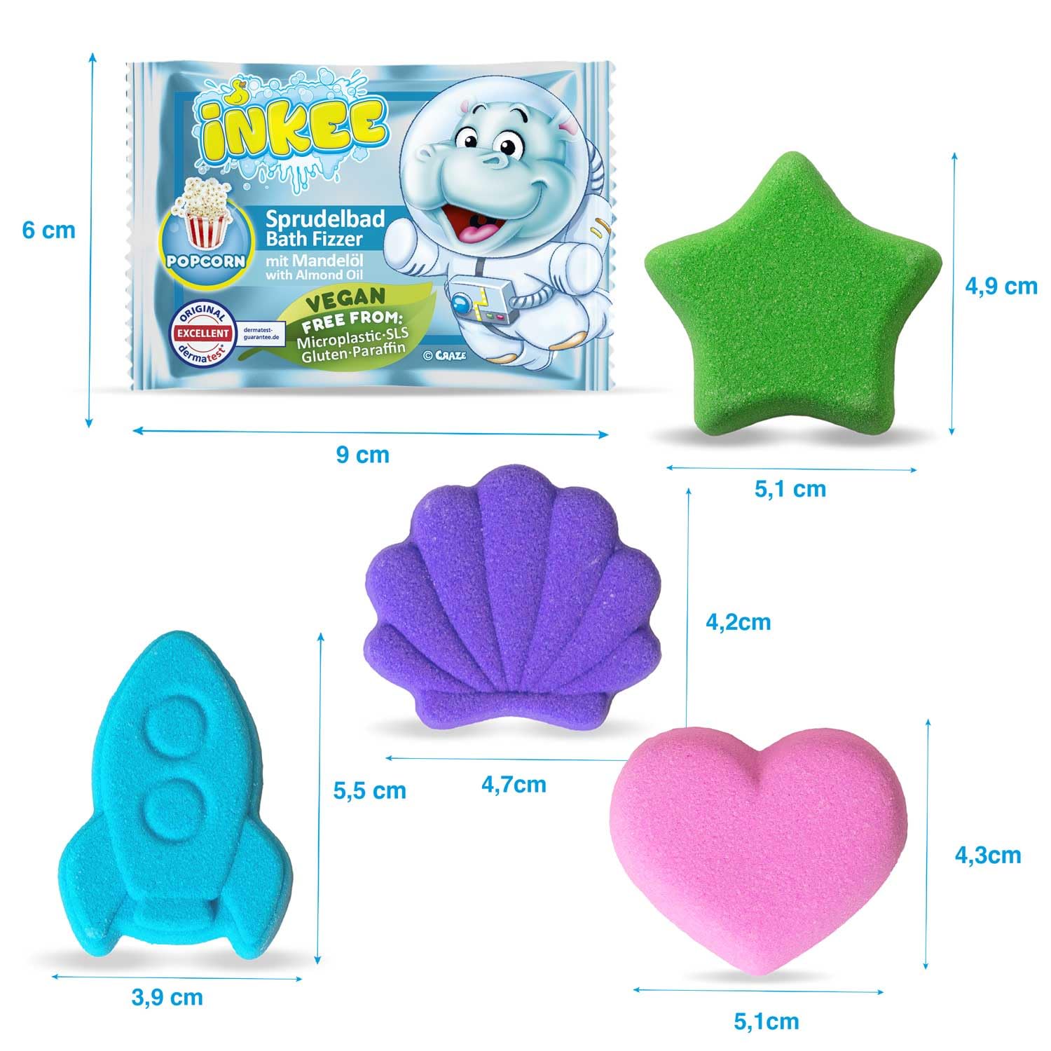 INKEE Bath Fizzer Bomba de Baño Efervescente para Niños 1 Unidad Colores y Aromas Surtidos