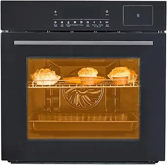 24" Single Wall Oven, 3000W/240V Stainless Steel Built-In Electric Ovens With Touch Control Include 8 Cooking Functions & 108 Automatic Recipes, Convection Wall Oven for Kitchen, Black