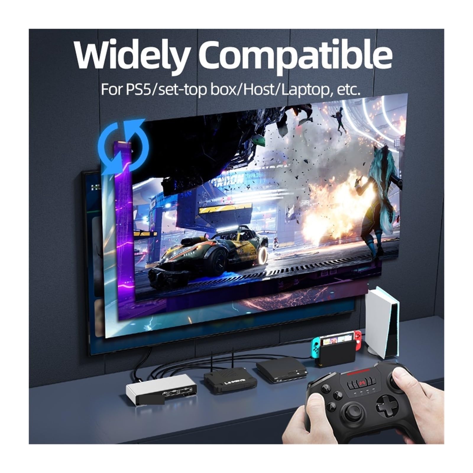 Commutateur 4x1 4K@60Hz Commutateur 4 Entrées 1 Sortie avec Convertisseur Audio Optique 5.1 3.5mm for Amplificateur D'ordinateur Portable PS5 Xbox TV