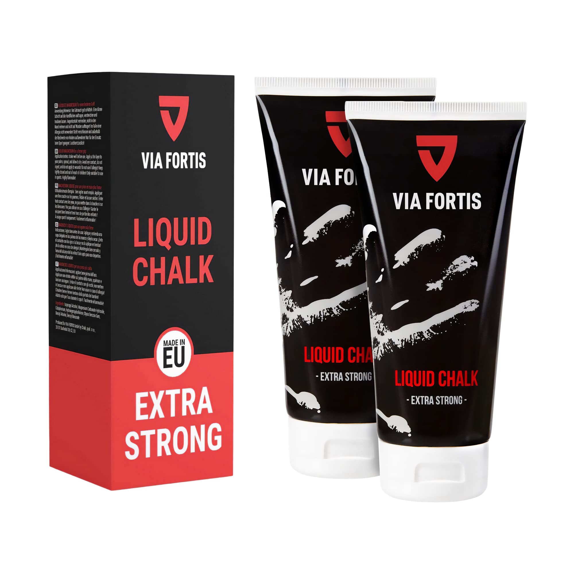 VIA FORTIS Liquid Chalk – płynna kreda zapewnia maksymalną przyczepność podczas uprawiania sportu – szybkoschnąca, bardzo wydajna i długo utrzymująca się – do kalisteniki, boulderingu, wspinaczki,