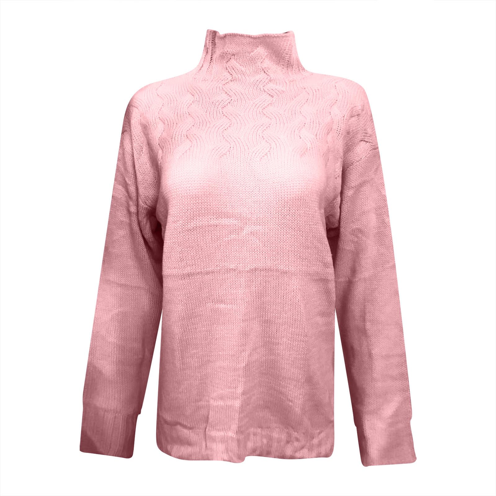 Pull à col roulé pour femme - Tricot ample - Tricot épais - Mode d'hiver - Tissage torsadé - Pull à manches longues