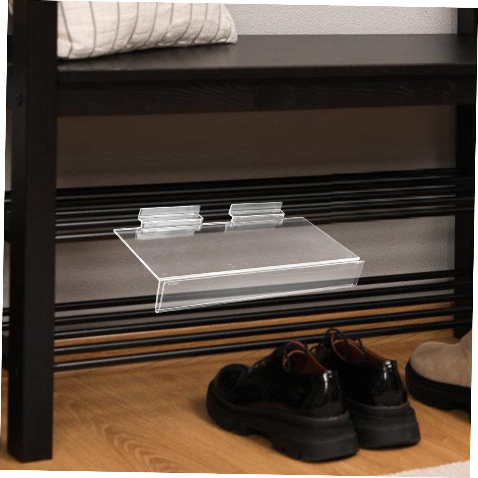 OFFSCH 3sets Shoe Shelves for Wall Acrylic Shoe Display Rack Slat Wall Shelves 2pcs*3