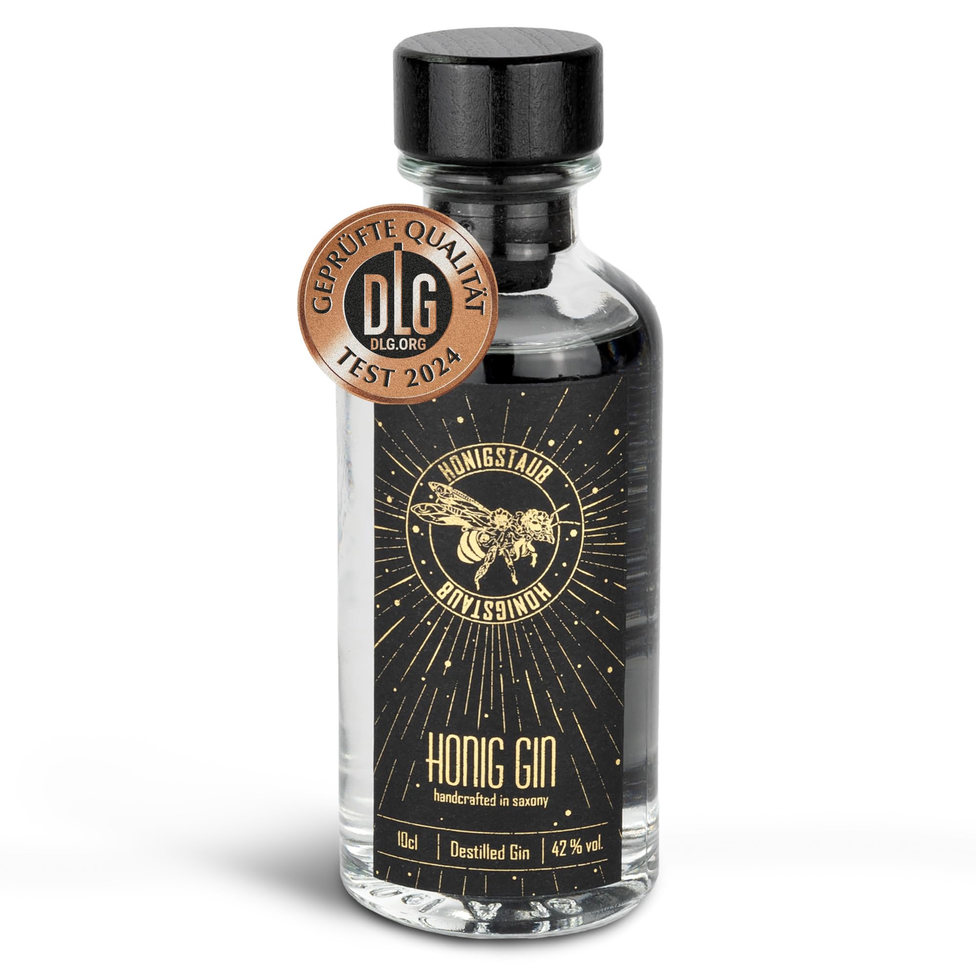 HonigStaub Premium Gin, mit einem Hauch von Honig verfeinert – 100 ml besonderer Honig Gin aus Sachsen als Geschenkidee - mehrfach mit Bronze ausgezeichnet