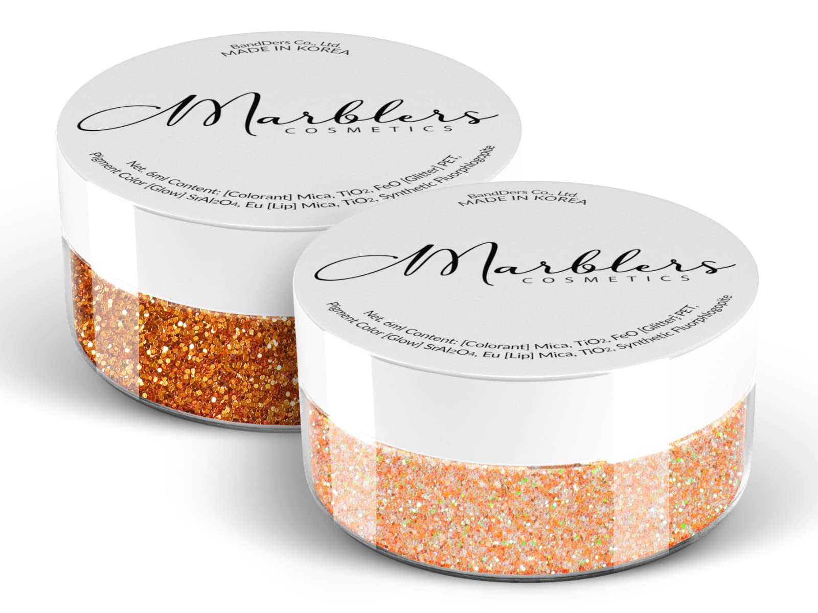 MARBLERS Twinkle Face & Body Glitter Duo [Unicorn Orange & Copper] 0.36oz (10g) | Non-Toxic | Cruelty-Free | Eyeshadow, Nail Polish, Nail Art |
