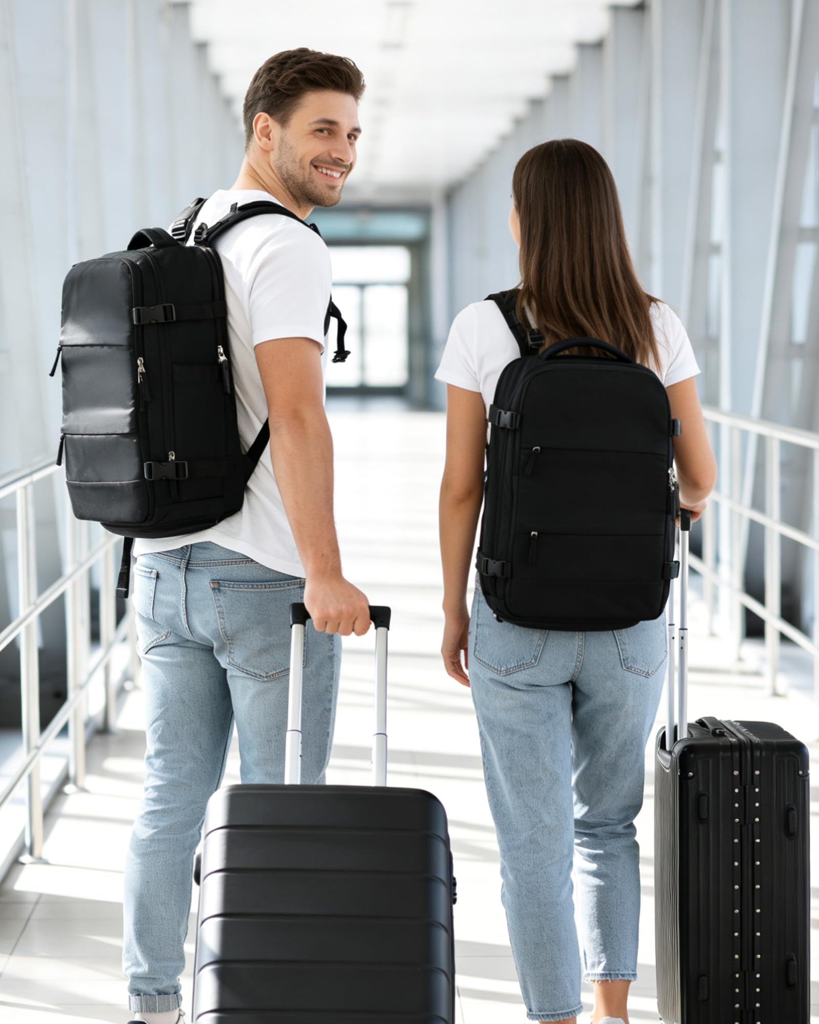 BJLFS Borse da Cabina per Ryanair 40x30x20 Bagaglio a mano Sottovuoto 40x20x25 Zaino da Viaggio con Sottovuoto impermeabile Donna Zaino Easyjet 45x36x20 Zaini Wizzair con porta scarpe
