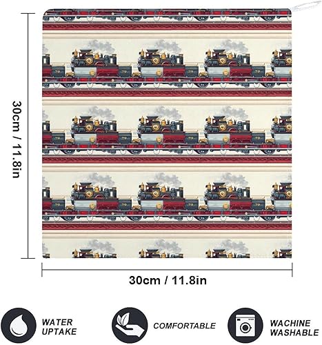 Miniatura 2 de Decorative Hand Towels for Bathroom - Retro Red Train Print Soft Absorbent Small Bath Hand Towels for Kitchen, Farmhouse, Spa, Hotel, Guest Tea and