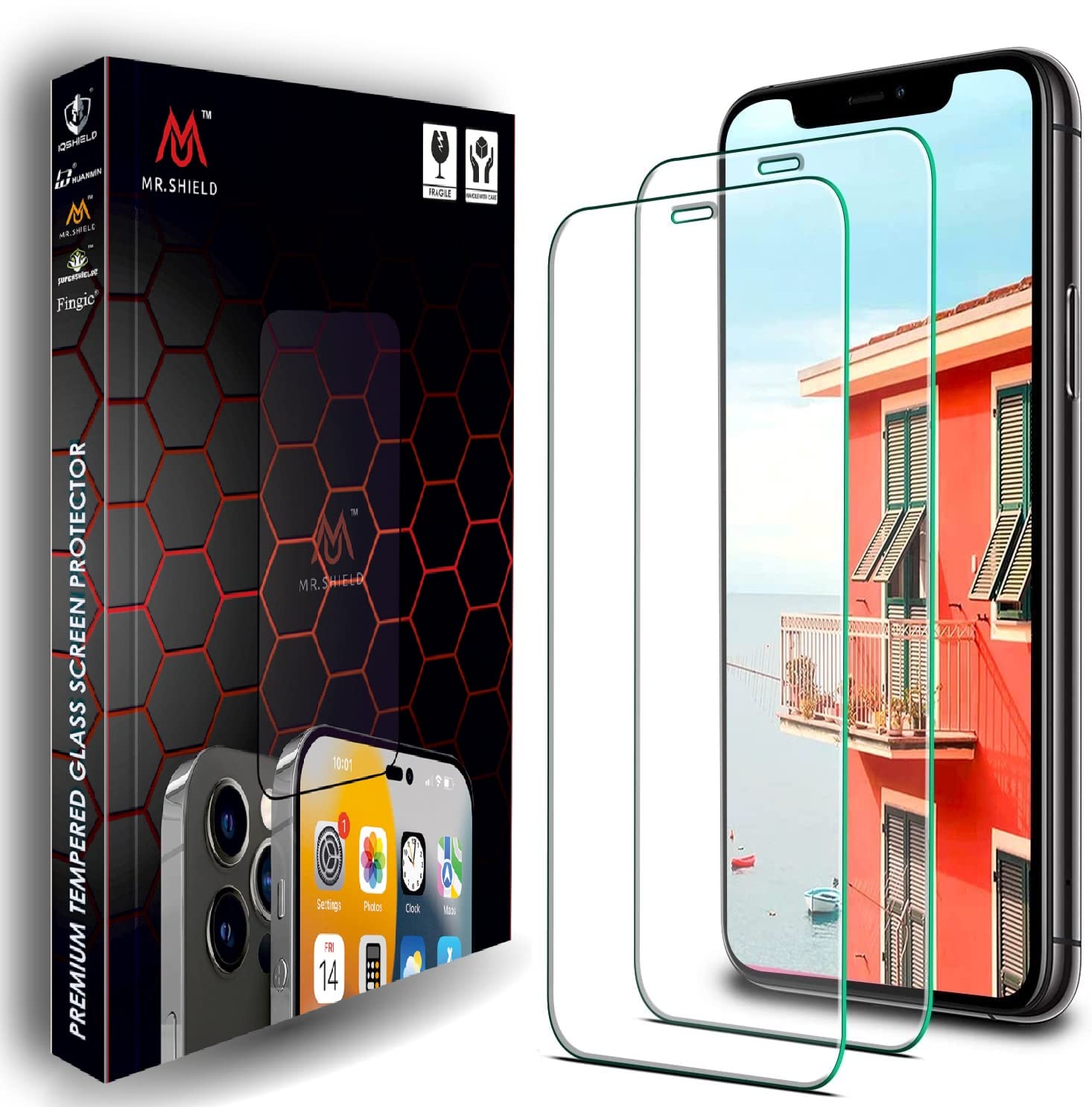 Mr.Shield (2 Pack) Tempered Glass Designed for iPhone 11 Pro Max Screen Protector Guard, 9H Diamond Hard, Anti Scratch, Bubble Free, Case Friendly - Clear