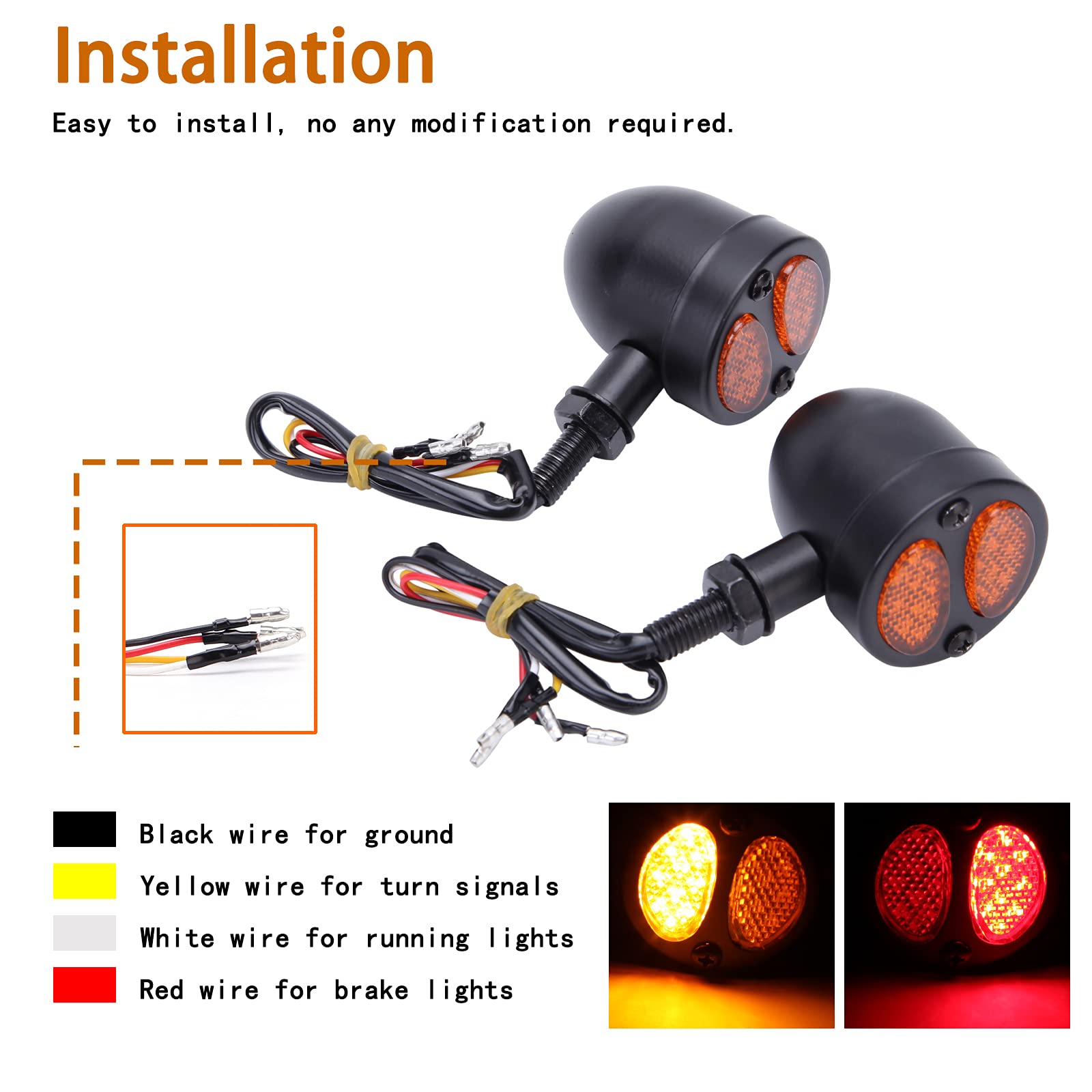 2 Frecce LED Per Moto | Ambra O Rosso | Alluminio | 12V | Stile Vintage Per Cruiser E Cafe Racer - Foto 8