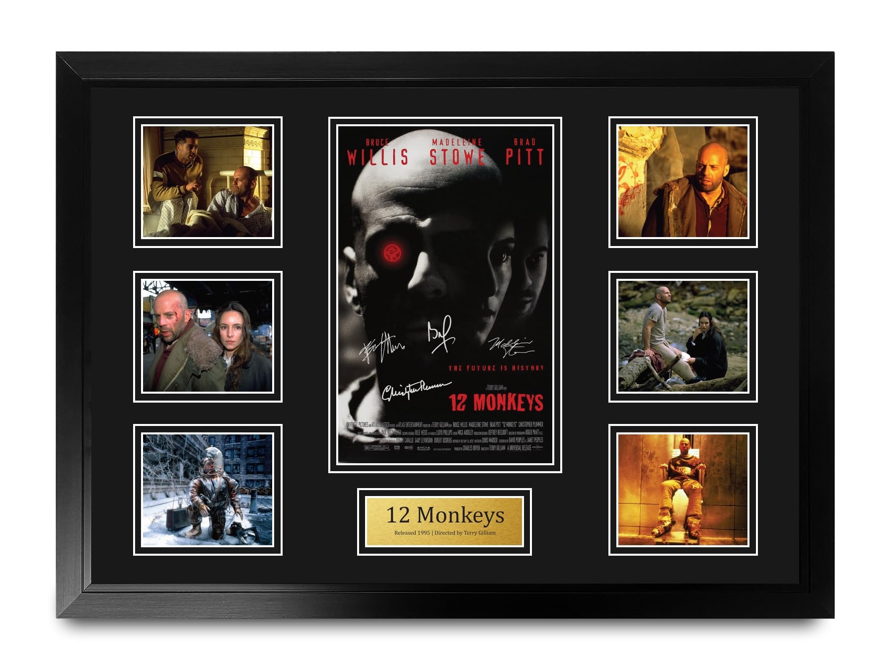 HWC Trading 12 Monos Póster de Película Firmado A2 Deluxe Enmarcado
