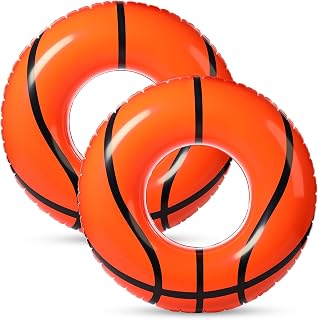 ShinyRelief 2 Pcs Footabll Baseball Soccer Basketball Sport Inflatable Pool Ring Floats Ring Adult Size Inflatable Floats Swimming Pool Tubes Beach Sports Party Lake Use Summer