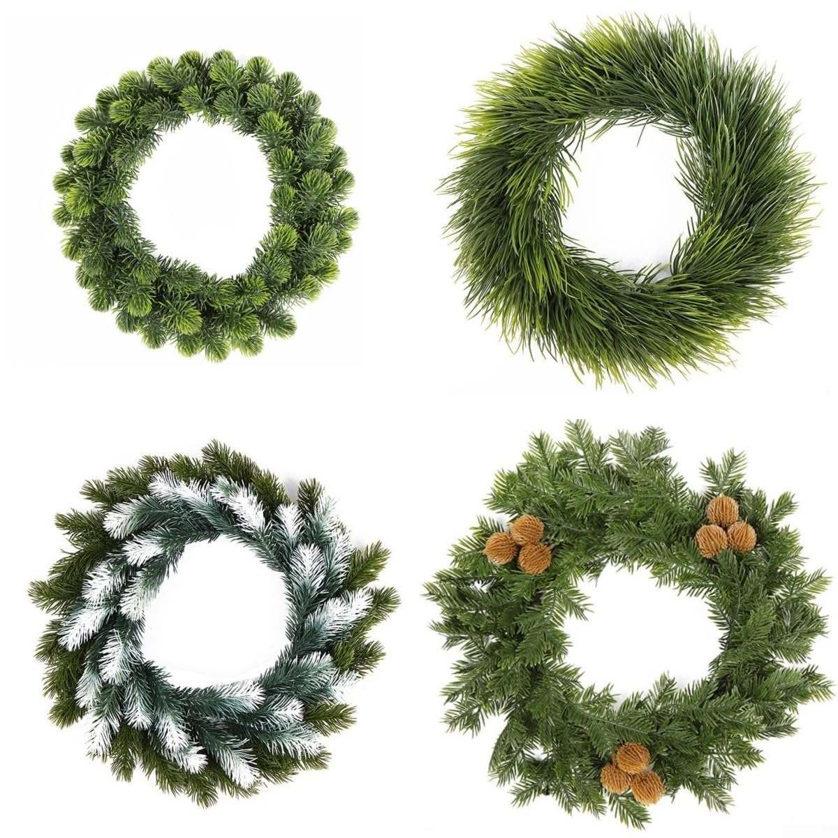 Couronne de Noël décorative classique - Couronne de Noël artificielle pour intérieur et extérieur - Décoration murale, porte, escalier - Vert (35 cm)