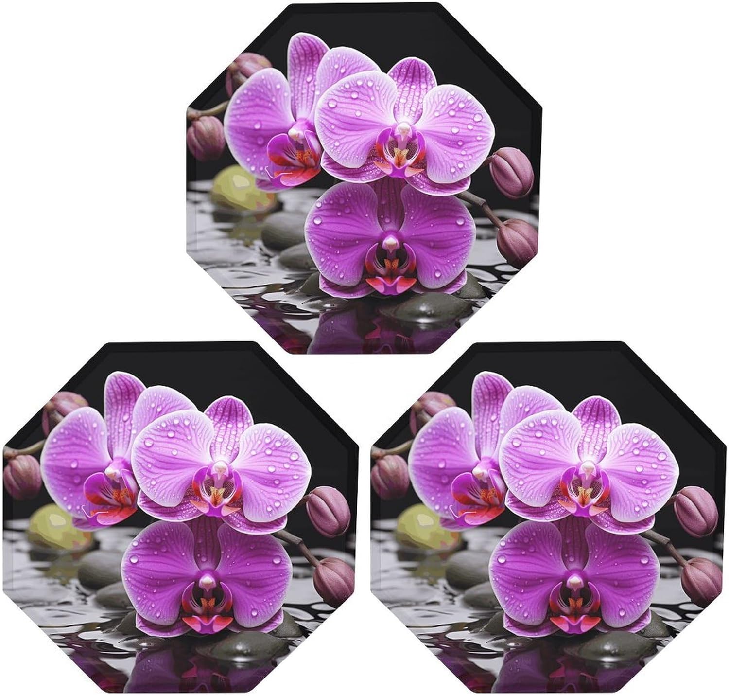 Ctagon Metal Sign for Home, Modern Display Plate for Kitchen, Purple Orchid Plates Accent Hanging Wall Decorations 3PCS for Living Room, Bedroom, Hallway, Hotel