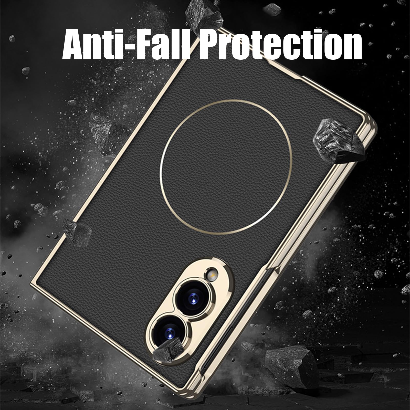 Custodia Magnetica For Samsung Galaxy Z Fold 8, Protezione For Lo Schermo Anteriore, Copertura Sottile, Custodia Di Ricarica Wireless Con Texture Litchi(Silver)