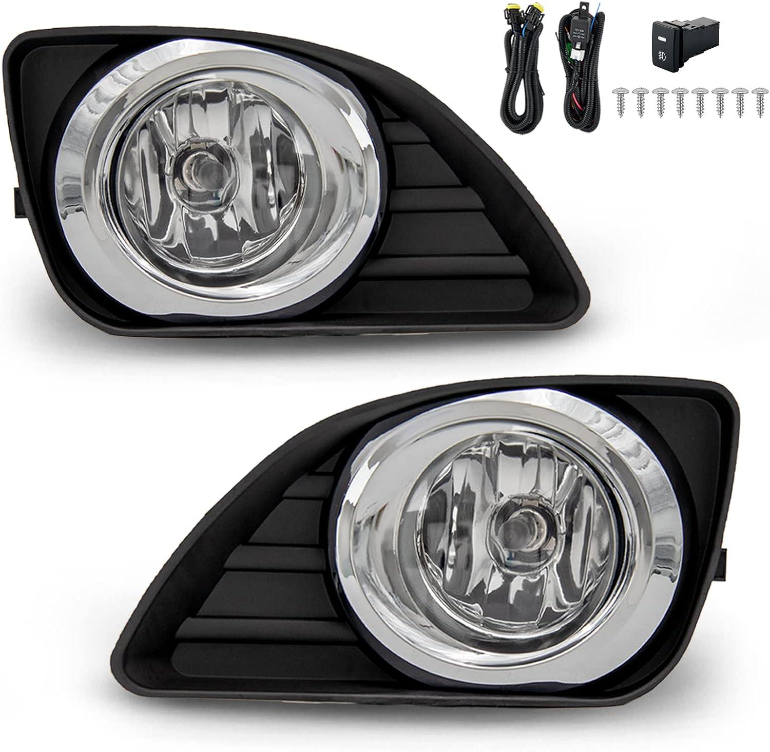 Fog Lights Lamps Replacement for 2010 2011 Toyota Camry Fog Light Compatible with H11 12V 55W Bulbs Switch and Wiring Kit(Not fit for Hybrid/SE models)