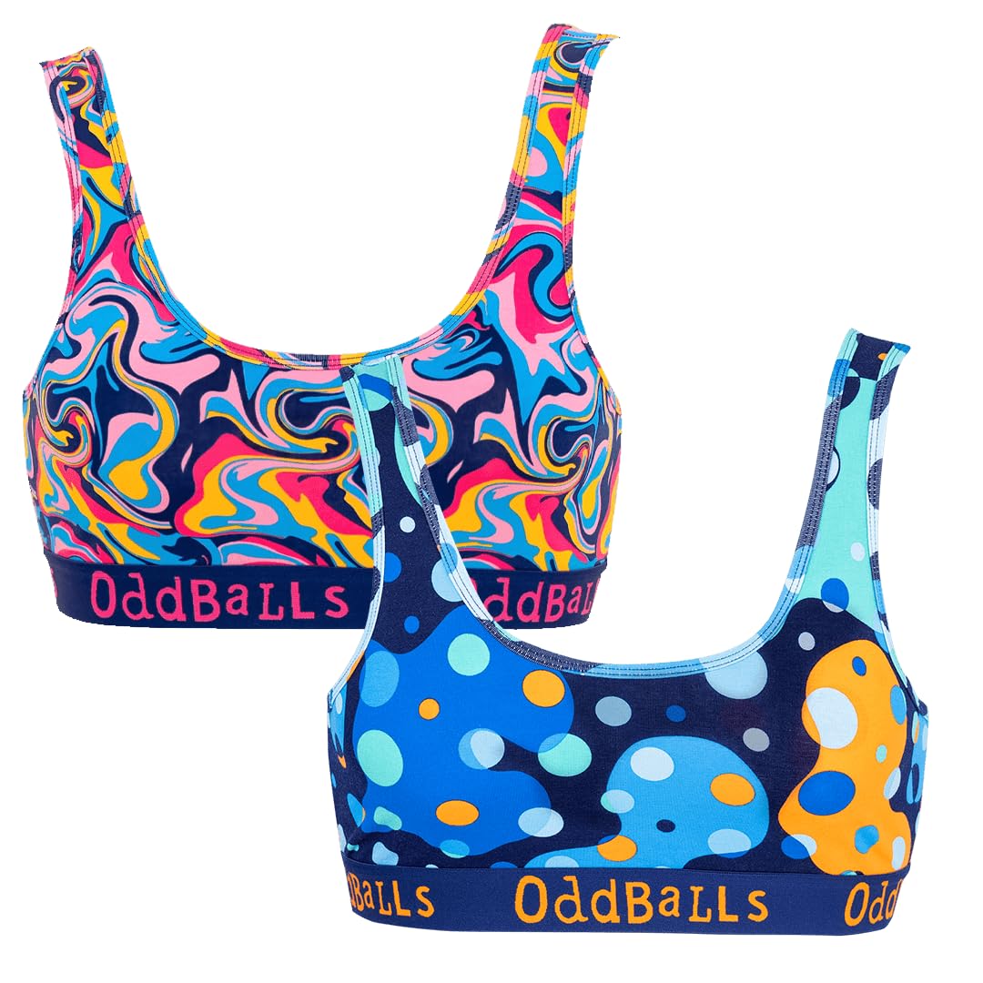 Oddballs Women's Cosmic Bundle | Bralettes Multipack | 2 Pack | Underwear | Sports Bras | Everyday Low Back Bra | Seamless & Wirelesss | | Large