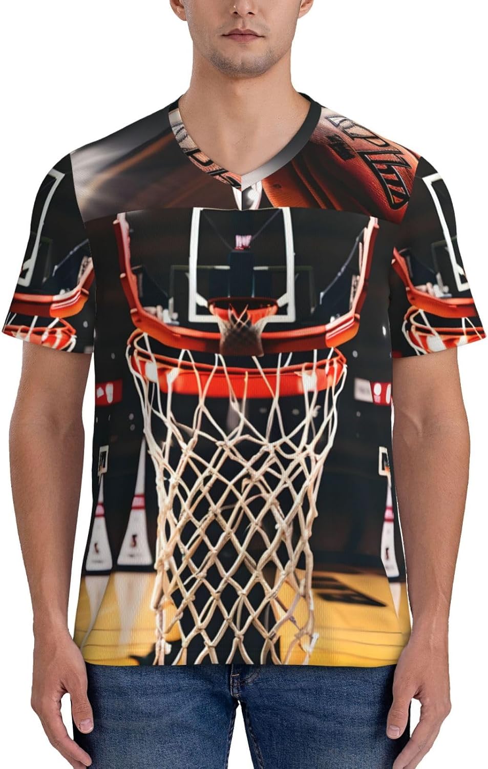 Basketball Print Men's Football Jersey Breathable Training Match Soccer Shirt Athletic Casual Wear