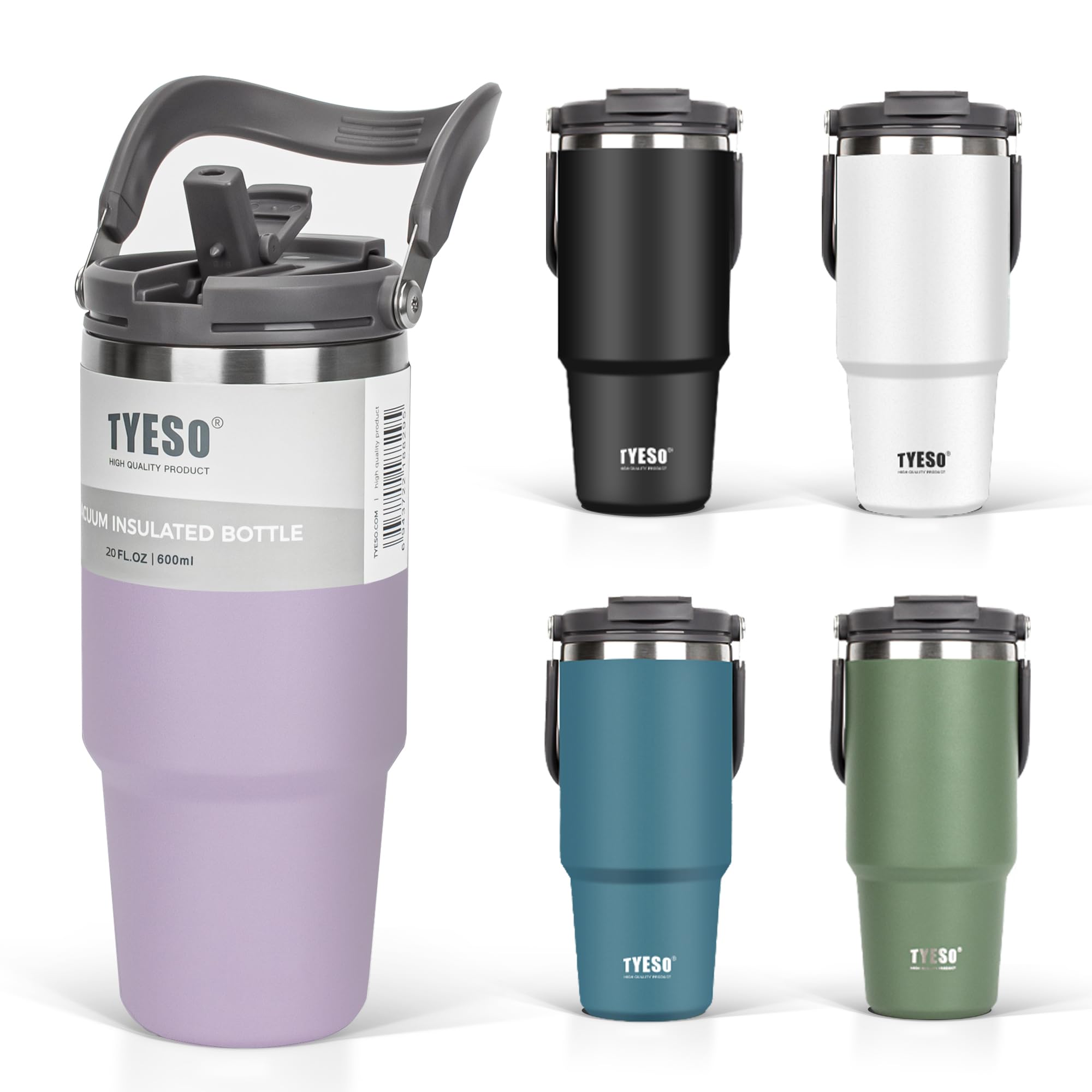 TYESO タンブラー ストロー付き 600ml コーヒー 水筒 魔法瓶 保温保…