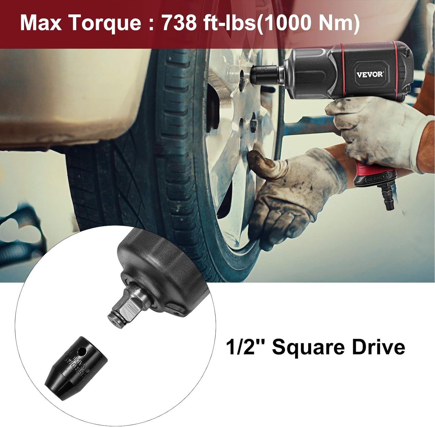 Hоt Dеаlѕ VEVOR Air Impact Wrench, 1/2 Pneumatic Impact Wrench, 1000Nm Air Impact Driver, 738ft-lbs 3-Speed Control Air Impact Driver, Heavy Duty for Car Tire Rotation and Removal, Change Lawnmower Blade