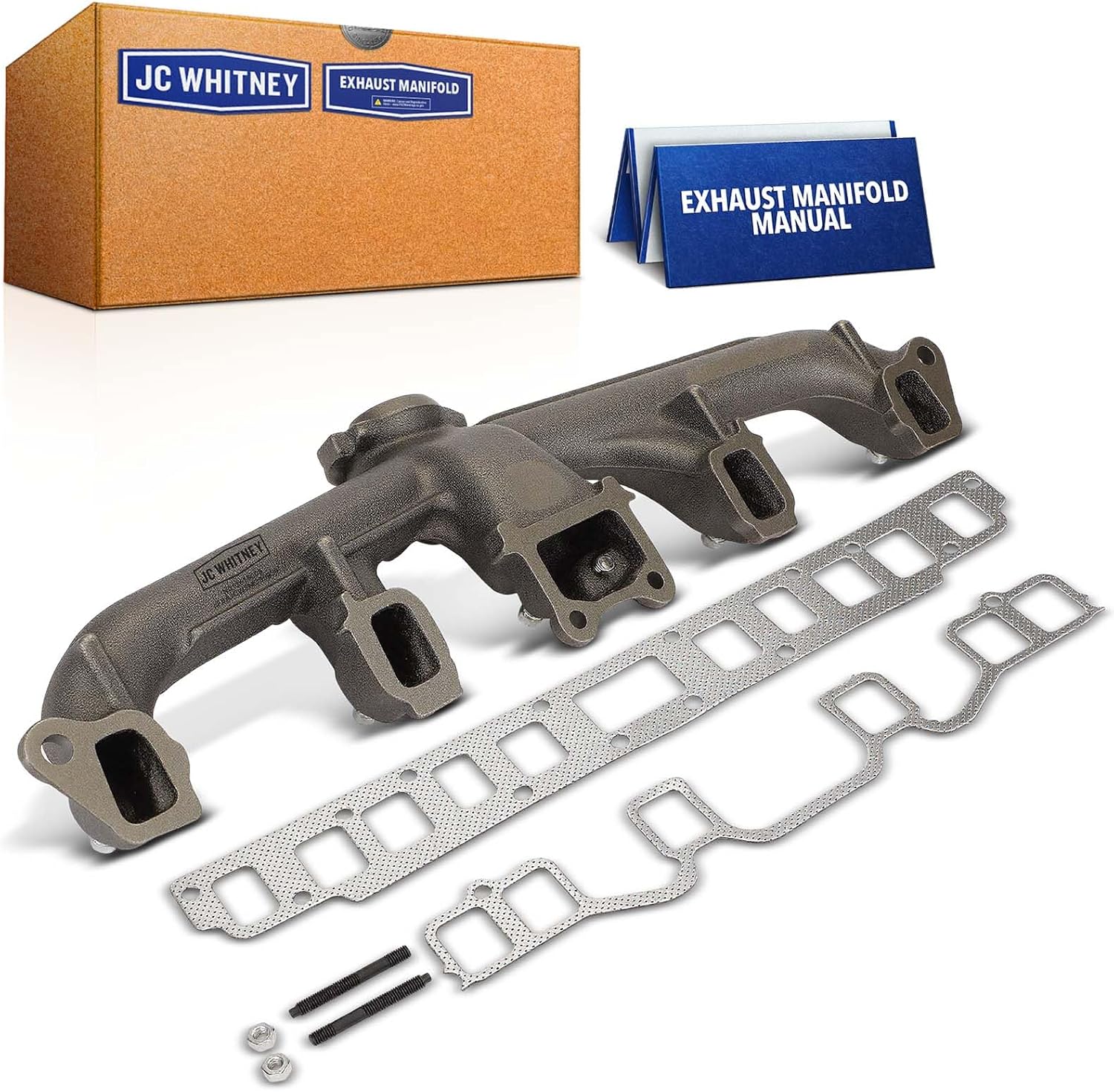 JC Whitney JFBAJCWEMD00059 Exhaust Manifold Kit - Compatible with Jeep Wrangler 87-90, Cherokee 81-83, Wagoneer 81-83, Grand Wagoneer 84-86, CJ5 81-83, CJ7 81-86 - 4.2L Cyl.6