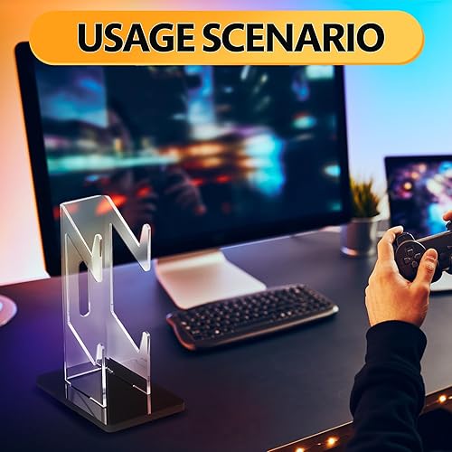 Miniatura 5 de Barydat 2 piezas de acrílico doble controlador soporte antideslizante universal controlador de juegos soporte de almacenamiento para escritorio