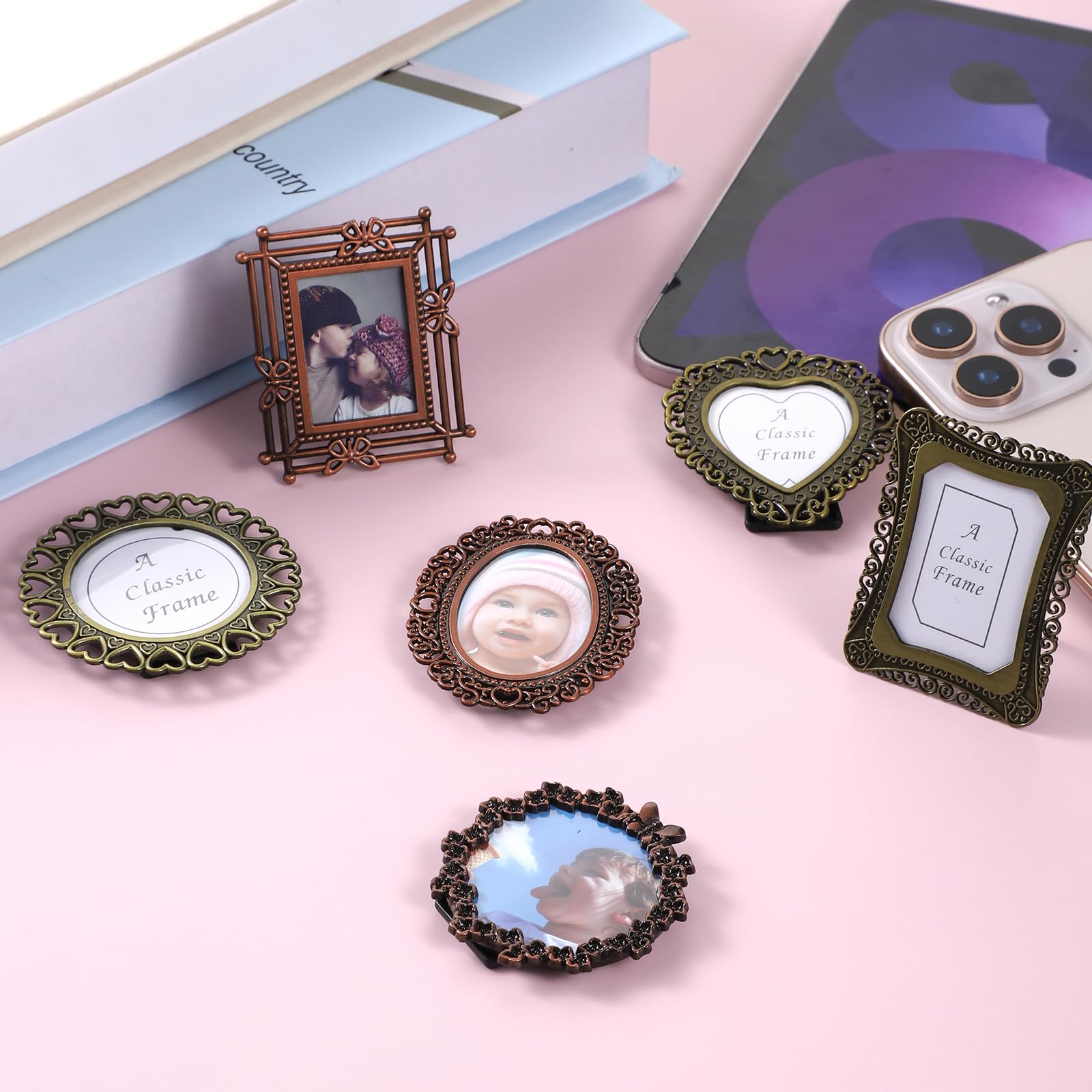 Amazon.com - 6 Pcs Mini Vintage Picture Frame 1 Inch Wallet Size