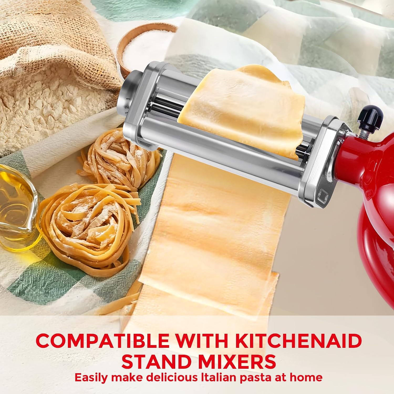 Pasta Roller Attachment for Kitchenaid Stand Mixer, 8 Adjustable Settings image 4