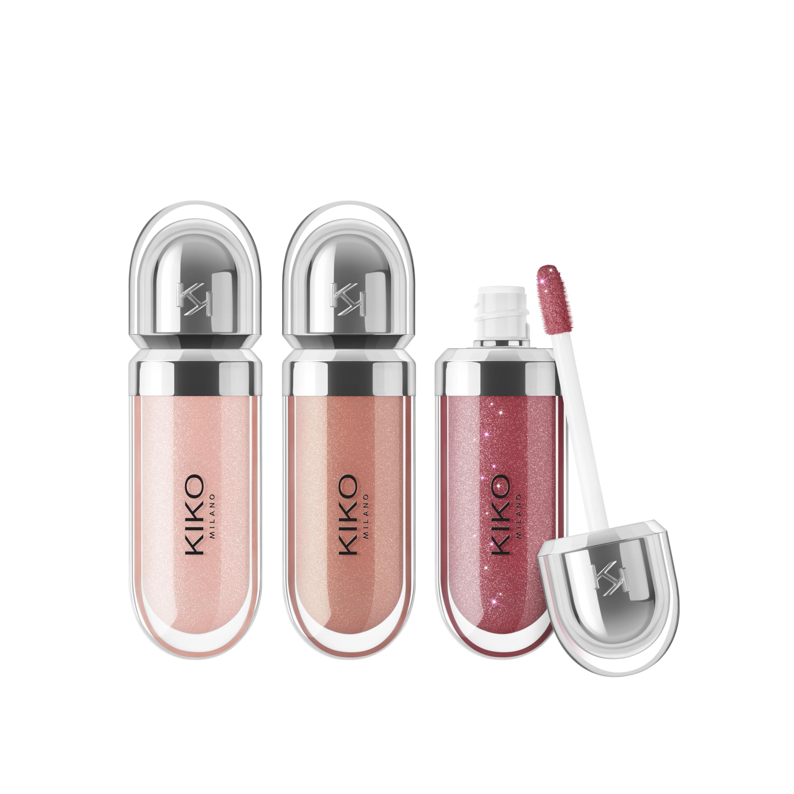 KIKO Milano Glossy Lip Set 03, Zestaw Do Ust: 3 Nawilżające Błyszczyki Do Ust Z Efektem Objętości 3D