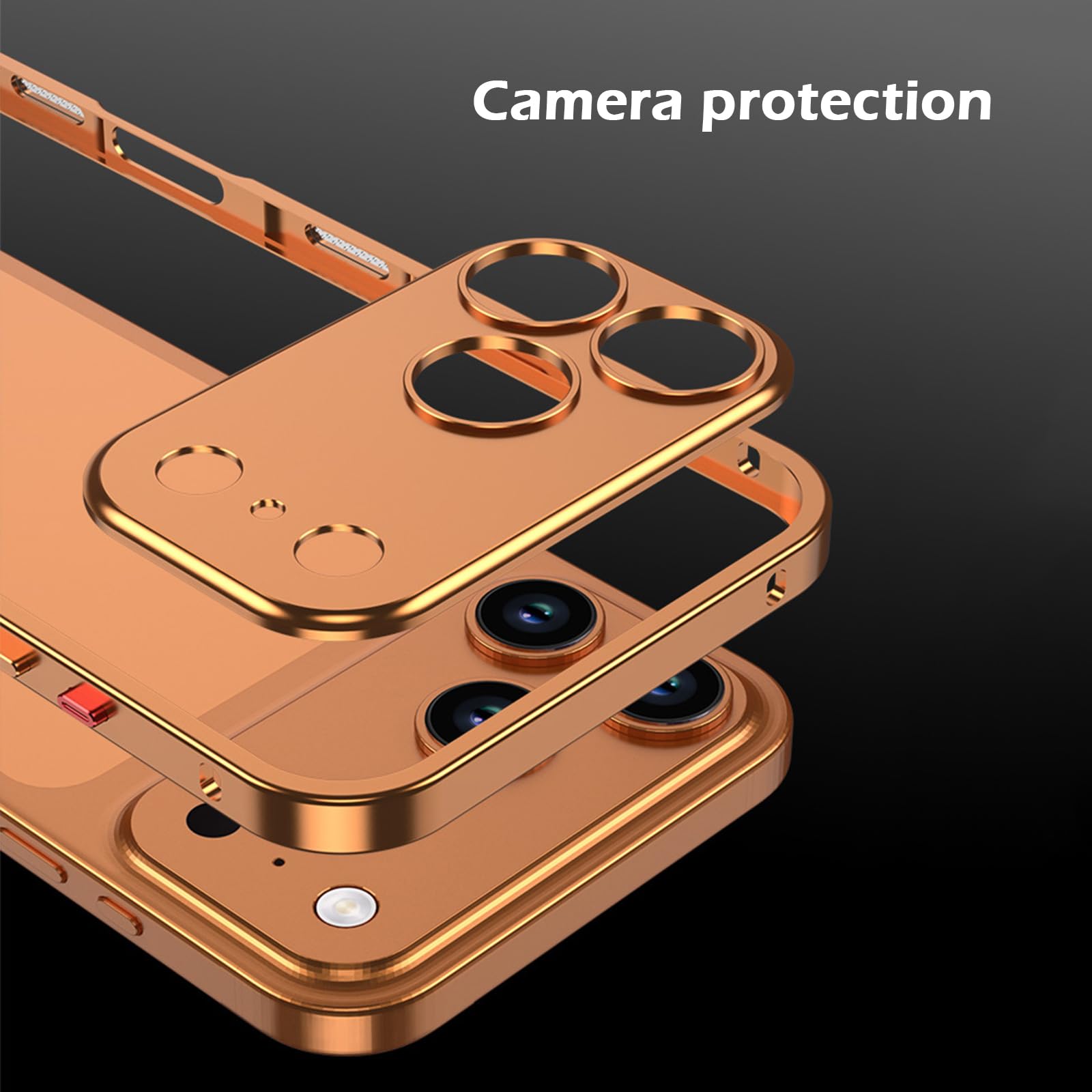 Etui na iPhone'a 17 Pro, elegancka minimalistyczna metalowa ramka, miękka TPU wewnętrzna osłona obiektywu aparatu, ochrona podwyższonej krawędzi, zakłócenia zerowego sygnału, szare