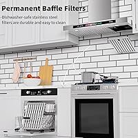 Vista 9 de BRANO 36 Inch Wall Mount Range Hood 900 CFM with Voice/Gesture/Touch Control, Stainless Steel Ducted Kitchen Hood Vent with 4 Speed Exhaust Fan