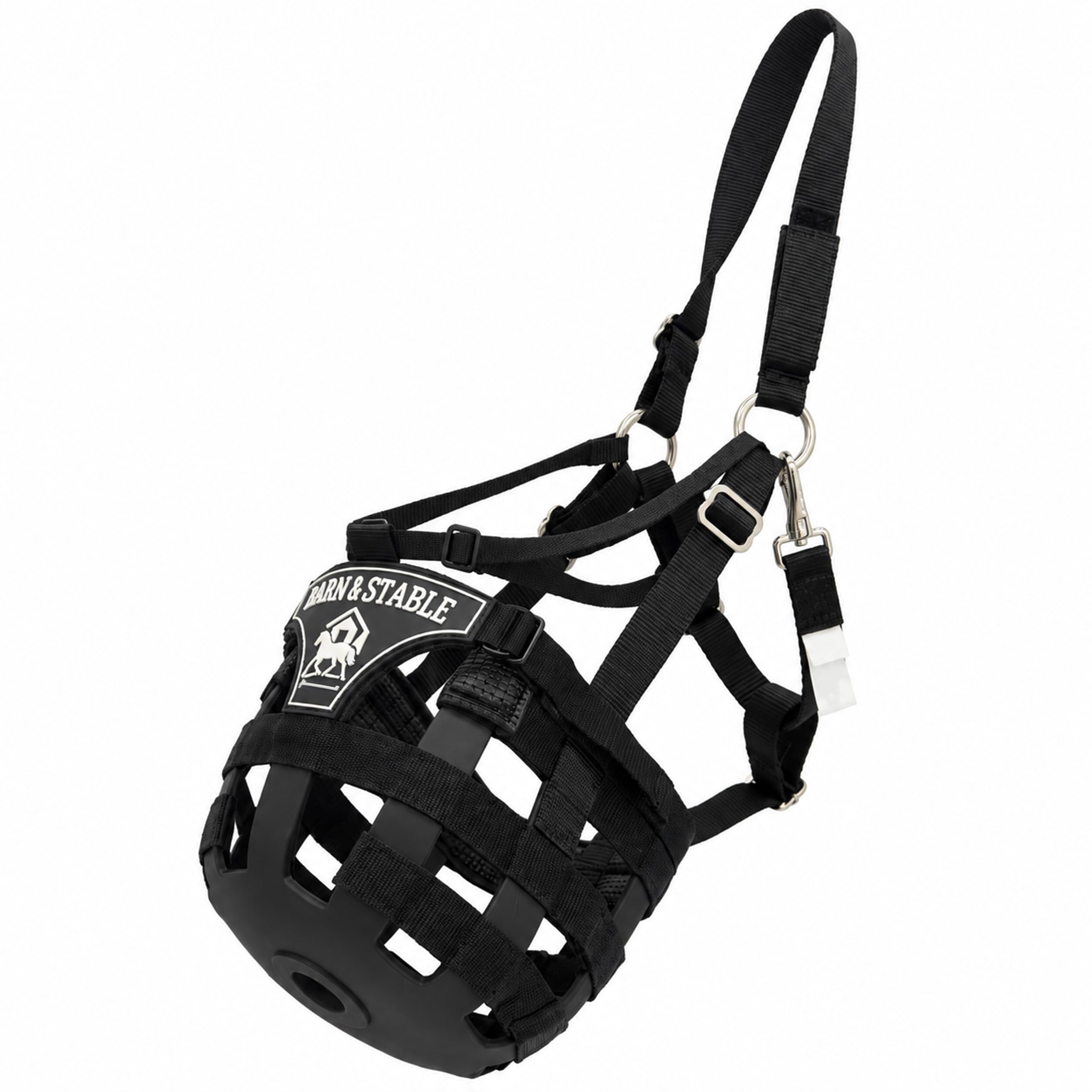 BARN & STABLE Horse Grazing Muzzle for Easy Breathe, Comfortable Muzzle Grazing for Horses with Adjustable Straps, Buckles, Suitable for Precaution of Laminitis (Black02, Large)