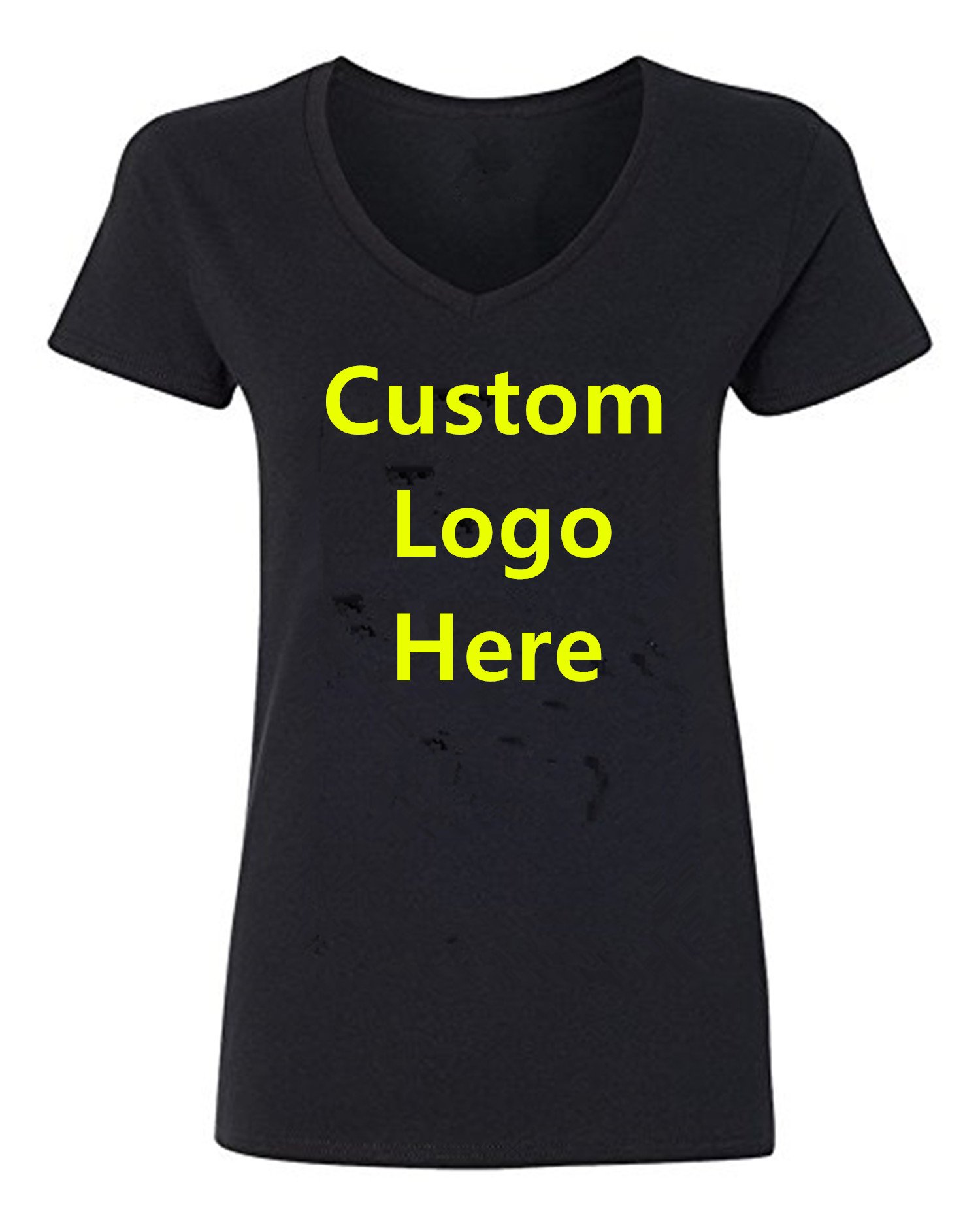 Custom Cotton Short Sleeve T Shirts for Women Design Your Own Tees V-Neck Tops