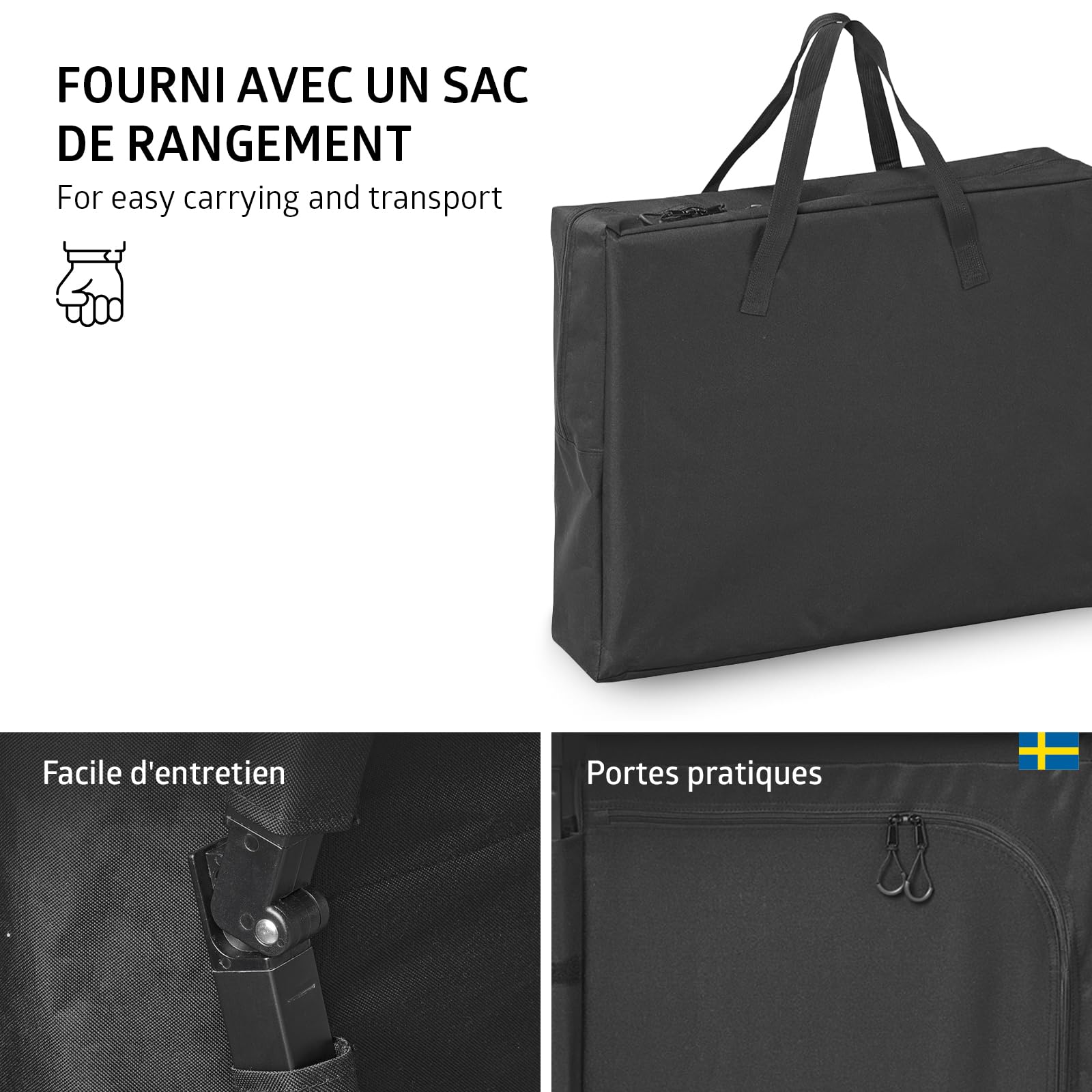 Campout Meuble Cuisine Camping Pliable 60 x 50 x 82 cm – pour Camping Jardin et Balcon – Sac de Transport Inclus – Marron/Noir