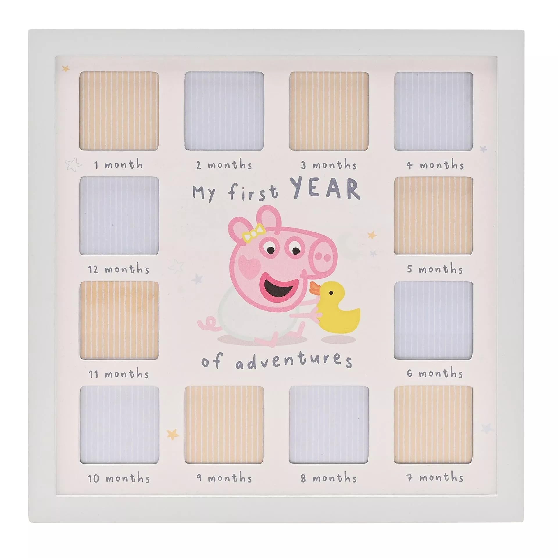 Cadre photo première année Peppa Pig en bois vert menthe, cadeau de naissance idéal