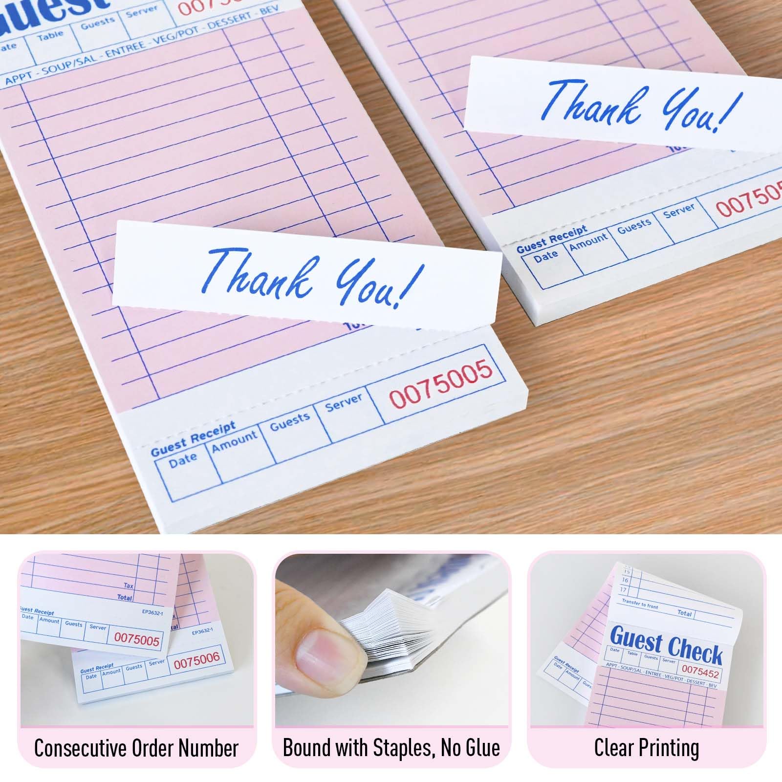 ESSENTIAL Guest Check Books Lot de 20 carnets de notes roses 8,9 x 17,1 cm 1000 feuilles