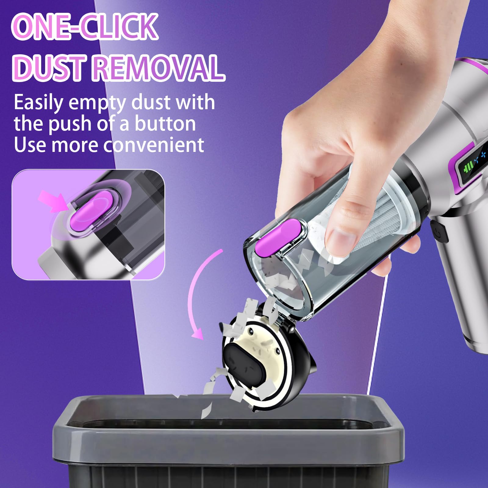 Aspirateur à Main Rechargeable, aspirateur Voiture Puissant | Aspirateur portable pour nettoyer voiture, bureau et poils d'animaux, livré avec étui rigide et tuyau flexible rallonge