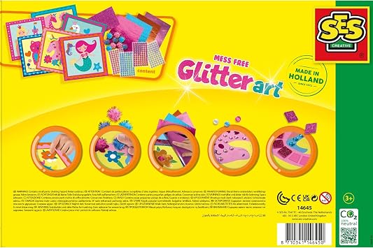 SES Creative 14645 Glitter Art Without Spill - Clean Glitter Craft Set for Children Pink Medium