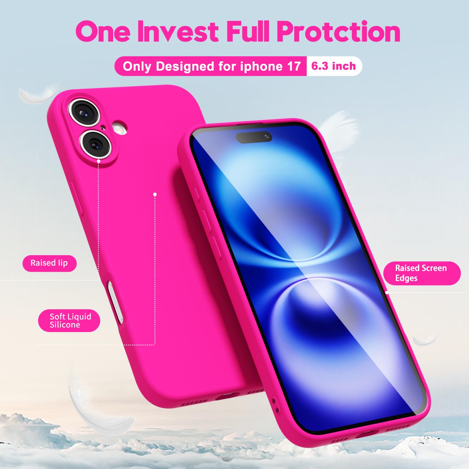 oakxco for iPhone 16 Pro Max Case Liquid Silicone, Soft Rubber Gel Elegant Aesthetic Basic Simple Cover, Cute Thin Slim TPU Matte Solid Color Plain Smooth Case for Women Girl, Light Pink — view 1558