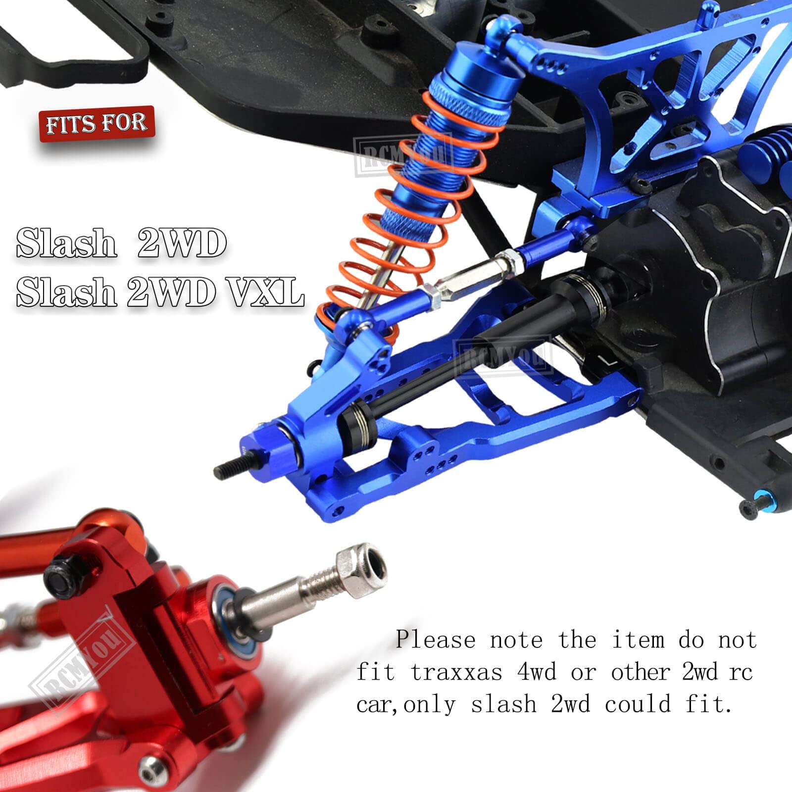 RCMYou Upgrades Part for 1/10 Slash 2WD,Alloy Front Rear Suspension Arm,Caster Block,Steering Blocks,Rear Stub Axle Carriers,Aluminum Big Bore RC Shock Absorber,Green