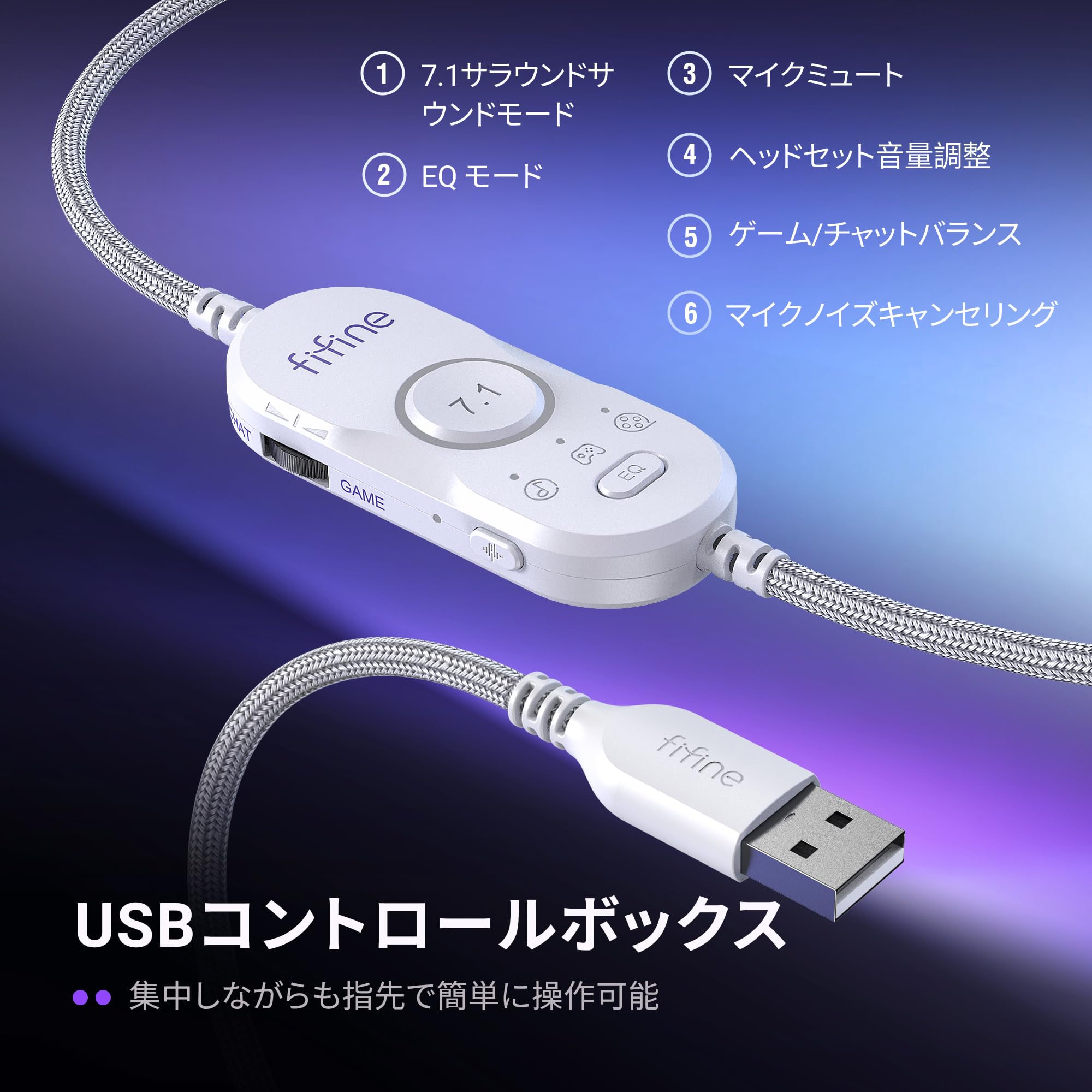 Amazon.co.jp: FIFINE ゲーミングヘッドセット USB 有線接続 Game/Chat