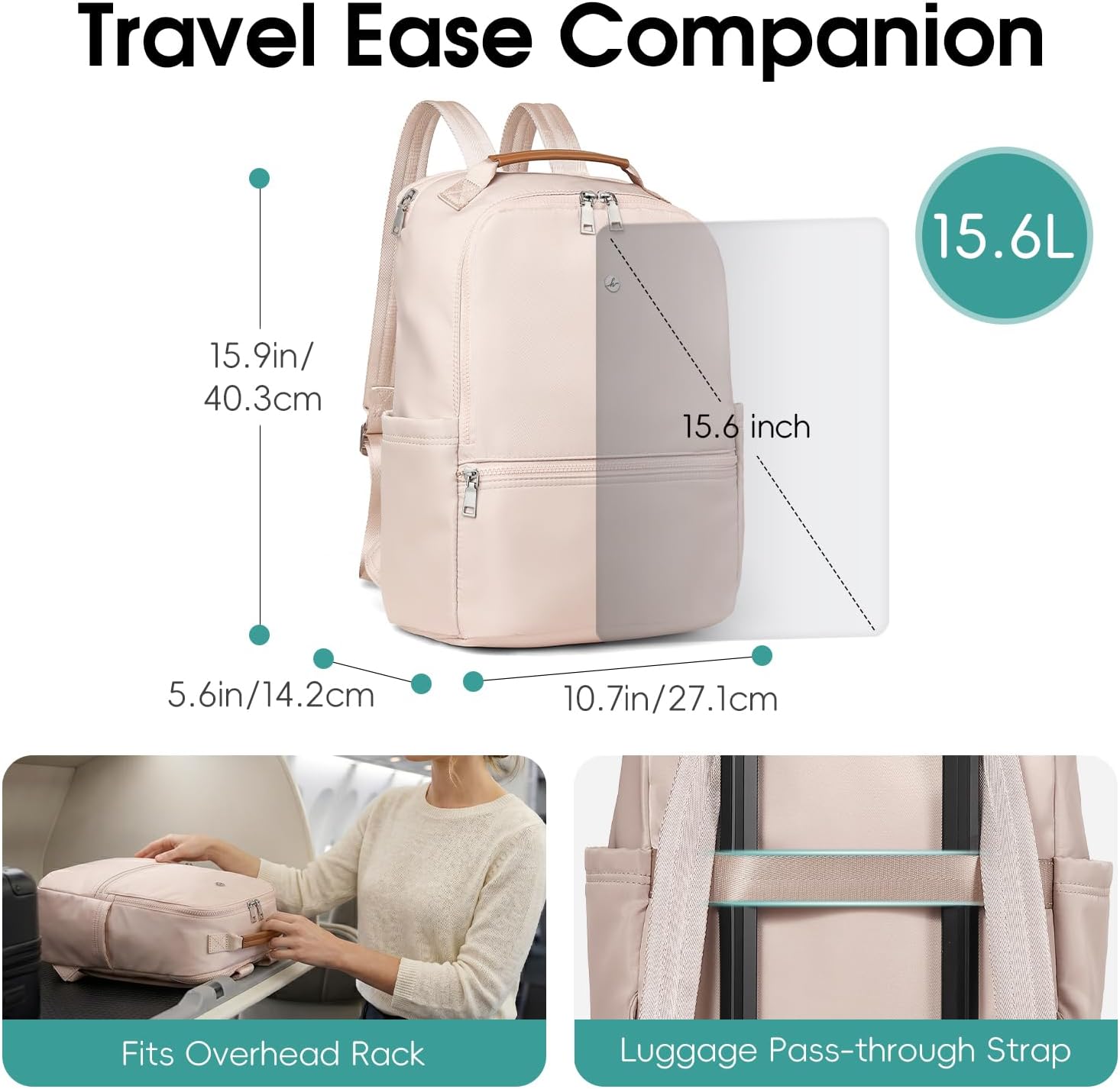 HomemeDiary Travel Backpack for Women & Men, Independent Laptop Compartment image 4