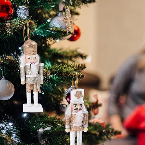 Miniatura 2 de Amosfun 5 adornos de cascanueces de Navidad, decoración de muñeca de madera de Navidad, colgante de muñeca de cascanueces de Navidad, adorno