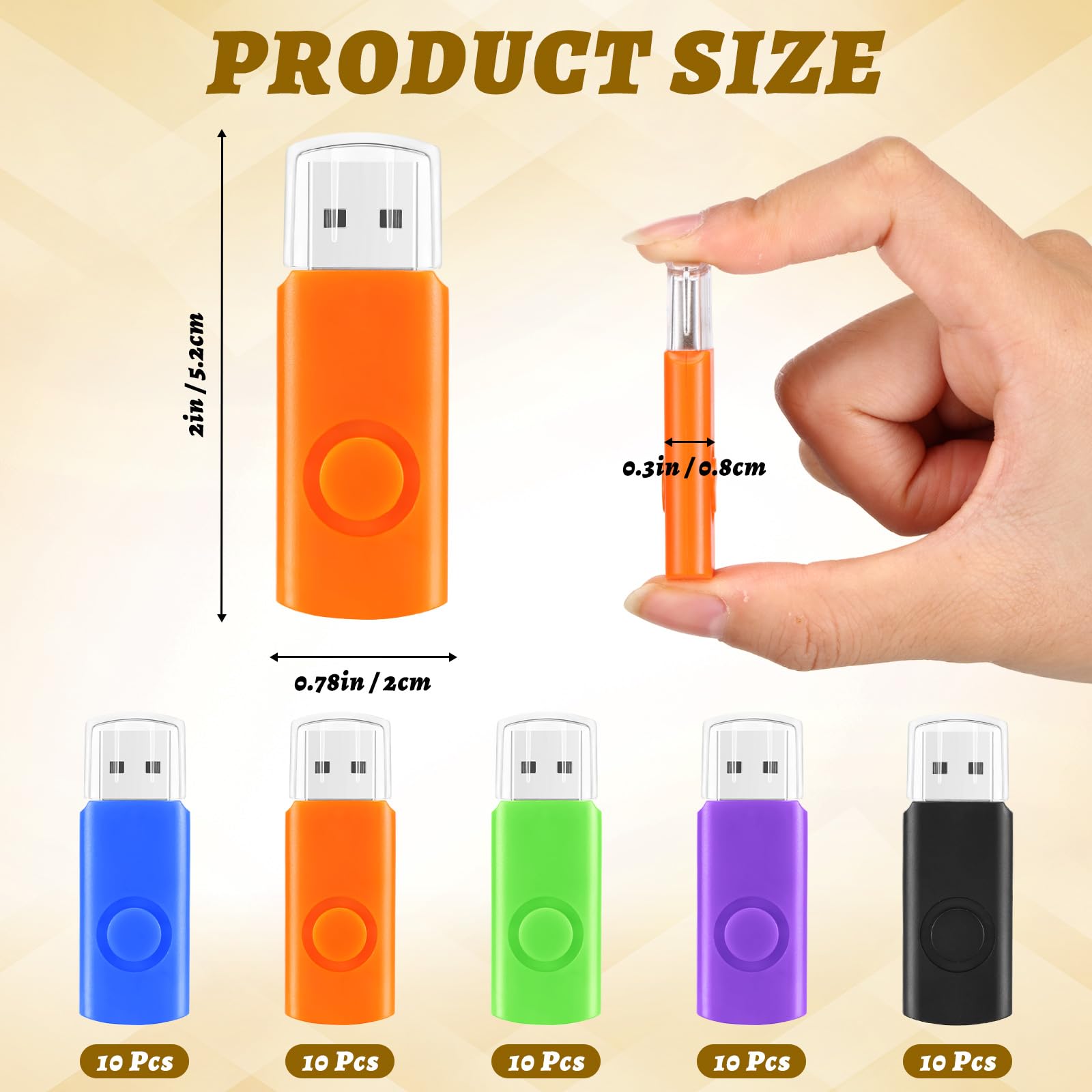 Kanayu Lot de 50 clés USB 2.0 de 128 Mo - Convient pour ordinateur de bureau, ordinateur portable, voiture - Pour stockage externe et sauvegarde - 5 couleurs - Pas de 128 Go